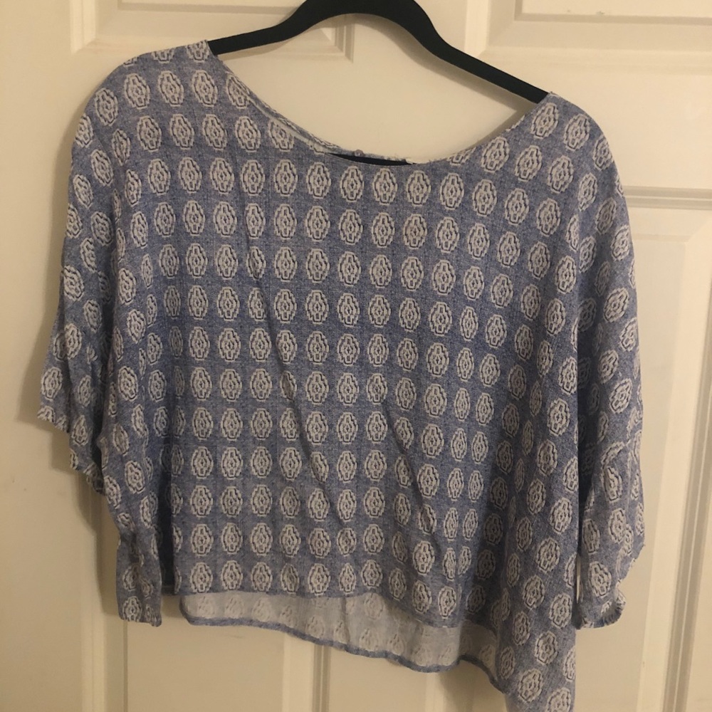 Nordstrom Blue And White Crop Top